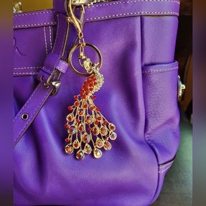 Rhinestone Red Peacock Bag Charm #1 🦚